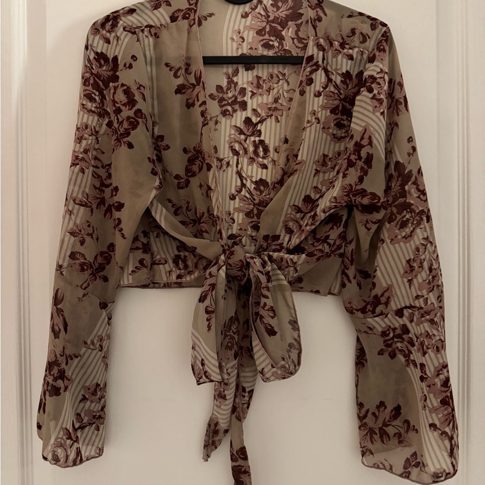 Floral Tie-Front Blouse – Spring/Summer | Light & Flowy One Size